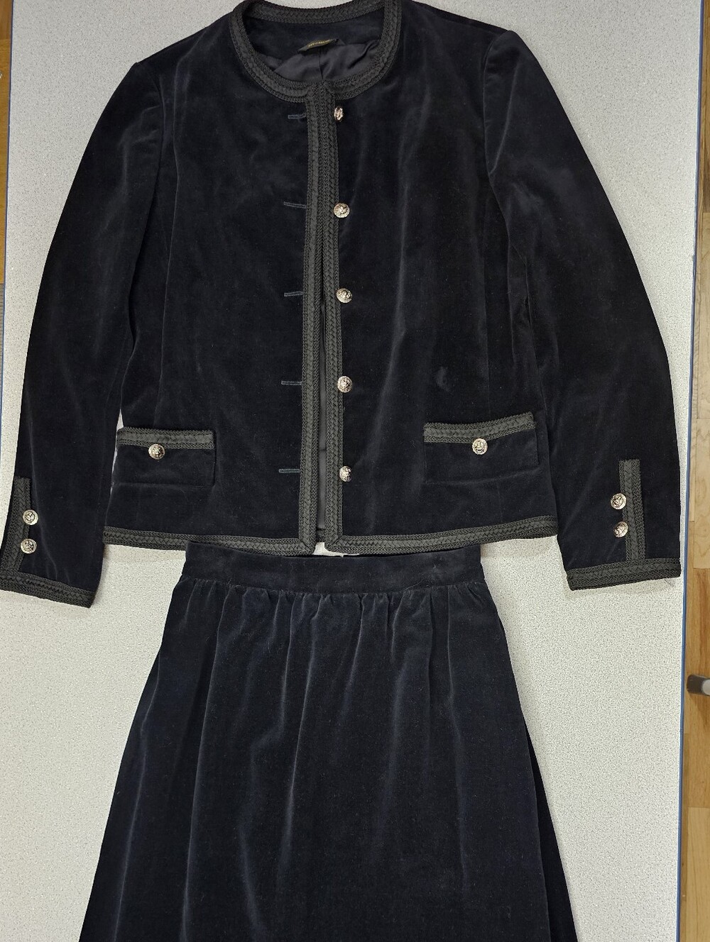 Talbots Black Velvet Blazer and Skirt Set